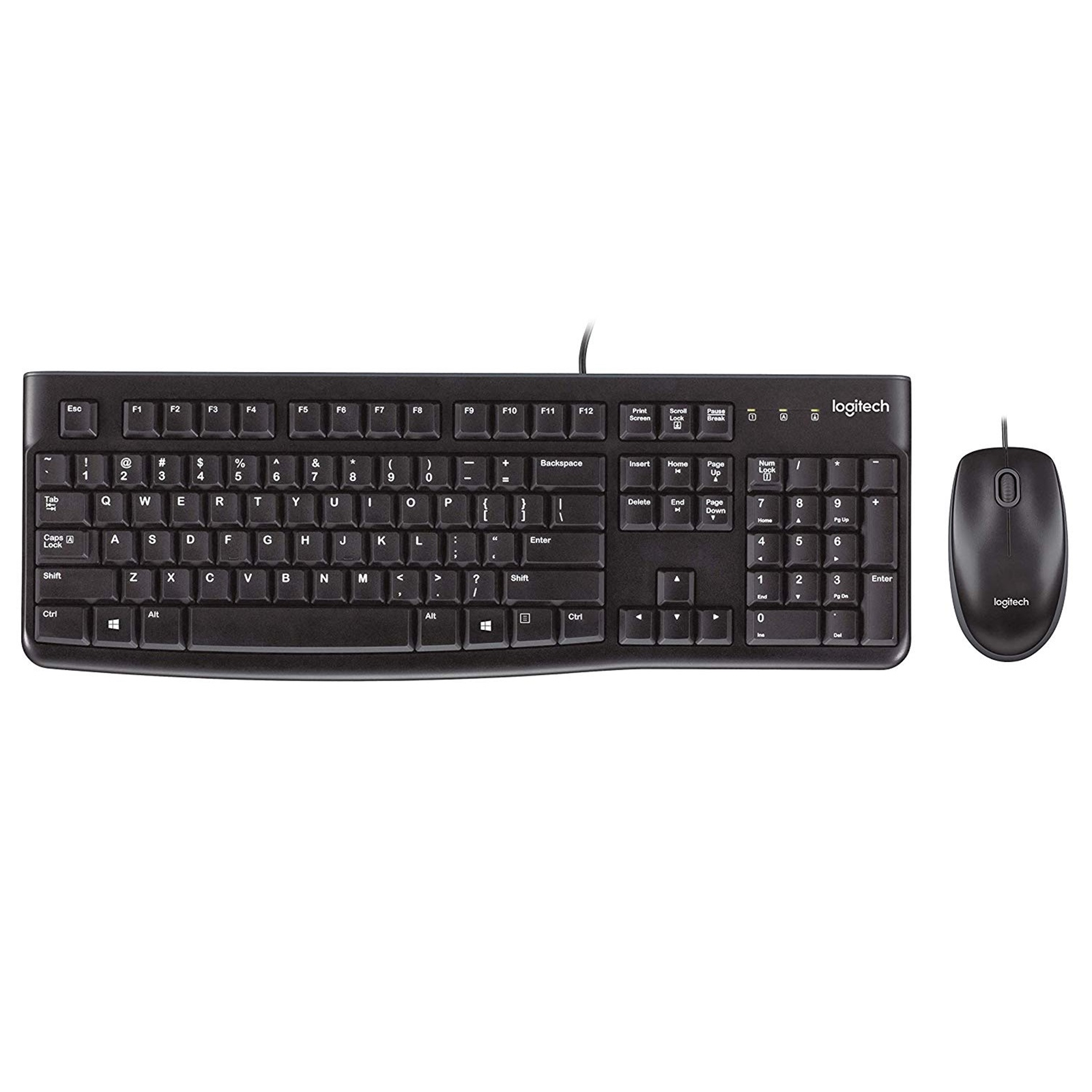 Logitech MK120 Wired Keyboard and Mouse Combo for Windows, Optical Wired Mouse, Full-Size Keyboard, USB Plug-and-Play, Compatible with PC and Laptop, QWERTY UK English Layout, Black