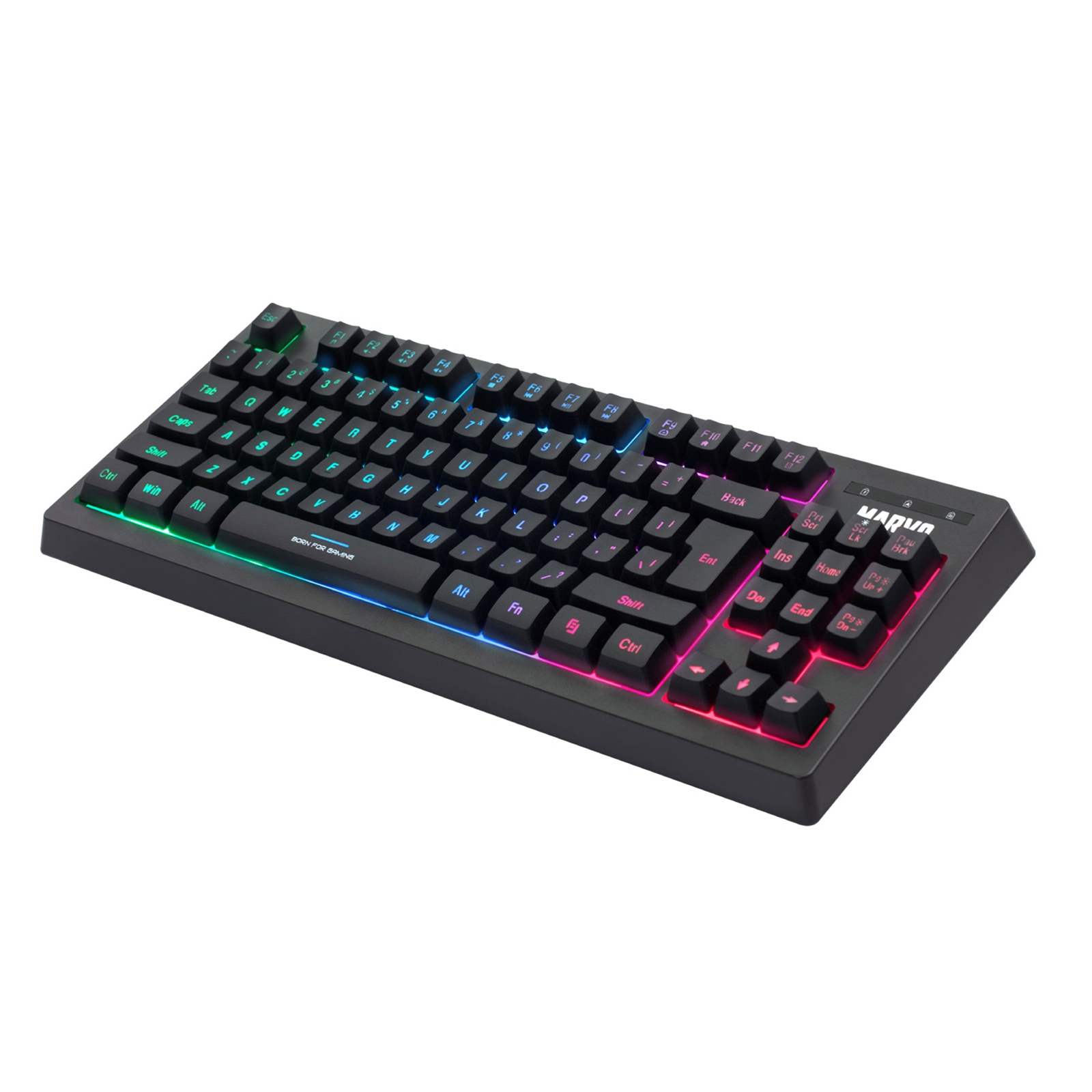Marvo Scorpion K607 80% TKL Layout Gaming Keyboard, Multimedia, USB 2.0, Full Anti-ghosting, Ergonomic Compact Design, 3 Colour LED backlit with Adjustable Brightness, Black