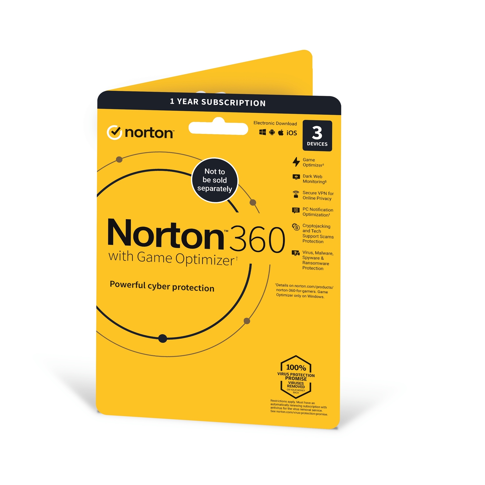 Norton 360 with Game Optimizer 2022, Antivirus software for 3 Devices, 1-year subscription Includes Secure VPN, Dark Web Monitoring and Password Manager, 50GB of Cloud Storage, PC/Mac/iOS/Android