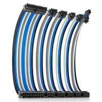 Antec Black/Grey/Blue/White PSU Extension Cable Kit with black connectors – 6 Pack (24 PIN / 1 x CPU 4+4 / 2x PCI-E 8 / 2 x PCI-E 6)
