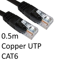 RJ45 (M) to RJ45 (M) CAT6 0.5m Black OEM Moulded Boot Copper UTP Network Cable